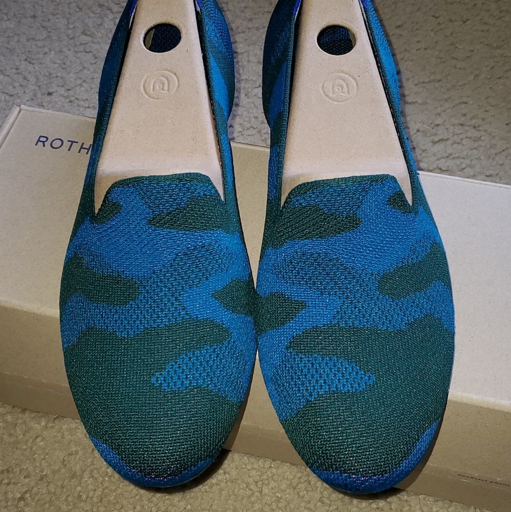 Rothy's Teal Camo Loafers, Size 11.5
